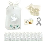 Ingrosso e Risparmio Bomboniere Cresima Set 10 Scatoline Tag Grigia con Colomba e Scritta Cresima Bustine Confetti Bigliettino Personalizzabile Confettata Portaconfetti Bimbo Bimba Fai da Te
