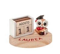 Ingrosso e Risparmio Bomboniere Laurea 1 pz Calendario Perpetuo con Scritta Rossa Utili Datario Portafortuna Idea Regalo E Statuina Gufetto Laureatto Complete Originali