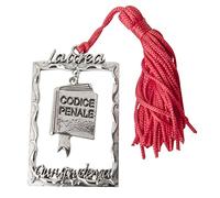 Ingrosso e Risparmio Bomboniere Laurea Giurisprudenza 12PZ Ciondolo Medaglietta con Scritte e Libro Codice Penale Maschio Femmina con Nappina Rossa
