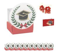 Ingrosso e Risparmio Bomboniere Laurea Set 10 Scatoline Cubo in PVC e Cartoncino Rosso con Tocco Bigliettini Personalizzabili Bustine Confetti Rossi Fai da Te Magistrale Triennale