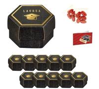 Ingrosso e Risparmio Bomboniere Laurea Set 10 Scatoline Esagono di Colore Nero e Oro con Scritta Laurea e Tocco Bigliettini Personalizzabili Bustine Confetti Rossi Fai da Te Magistrale Triennale