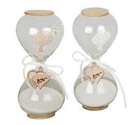 Ingrosso e Risparmio Bomboniere Matrimonio 1 pz Clessidra in Vetro con Ciondolo Cuore in Legno e Serigrafia Albero della Vita Assortito in Due Colori Love Anniversario Nozze Sposi (Grande)