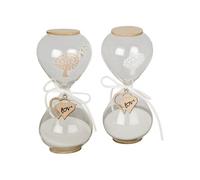 Ingrosso e Risparmio Bomboniere Matrimonio 1 pz Clessidra in Vetro con Ciondolo Cuore in Legno e Serigrafia Albero della Vita Assortito in Due Colori Love Anniversario Nozze Sposi (Piccola)