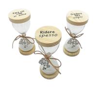 Ingrosso e Risparmio Bomboniere Matrimonio 1 pz Clessidra in Vetro con Sabbia Bianca e Legno con Frasi assortite e Ciondolo in Metallo Albero della Vita Comunione Cresima (Grande)