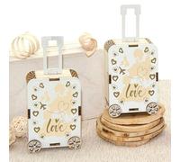 Ingrosso e Risparmio Bomboniere Matrimonio 6 pz Scatolina Portaconfetti Trolley Valigia Love Tema Viaggio Legno Confettata Segnaposto Matrimonio Nozze Sposi