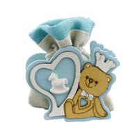 Ingrosso e Risparmio Bomboniere Nascita 12 pz Scatolina Portaconfetti con Orsetto Celeste in Legno e Gessetto Cavaluccio Confettata Segnaposto Bambino Battesimo Maschio Maschietto