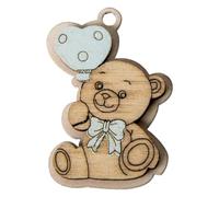 Ingrosso e Risparmio Bomboniere Nascita 36 PZ Applicazione in Legno Orsetto con Palloncino Cuore Celeste Segnaposto Battesimo Maschio Primo Compleanno Gadget Confettata