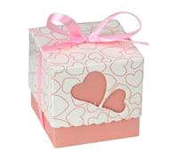 Ingrosso e Risparmio Bomboniere Nascita Bambina 20 pz Scatoline in cartoncino Rosa con Doppio Cuore Fiocco Incluso Portaconfetti Segnaposto Bimba Femminuccia Primo Compleanno Battesimo Fai da Te