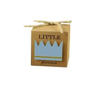 Ingrosso e Risparmio Bomboniere Nascita Bambino 20 pz Scatoline in Cartoncino a Forma di Cubo in Avana con Corona Celeste Portaconfetti Segnaposto Bimbo Maschietto Primo Compleanno Battesimo Fai Da Te