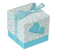 Ingrosso e Risparmio Bomboniere Nascita Bambino 20 pz Scatoline in cartoncino Celeste con Doppio Cuore Fiocco Incluso Portaconfetti Segnaposto Bimbo Maschietto Primo Compleanno Battesimo Fai da Te