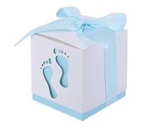 Ingrosso e Risparmio Bomboniere Nascita Bambino 20 pz Scatoline in cartoncino Celeste con Piedini Fiocco Incluso Portaconfetti Segnaposto Bimbo Maschietto Primo Compleanno Battesimo Fai da Te