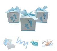 Ingrosso e Risparmio Bomboniere Nascita Bimbo Set 20 Scatoline in cartoncino Celeste Piedini Bigliettini Personalizzabili Bustine Confetti Celesti Cioccolato Portaconfetti Battesimo Maschietto