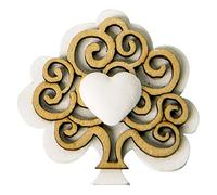 Ingrosso e Risparmio Kit 12 Decorazioni in Legno a Forma di Albero della Vita con Cuore Centrale Bianco in Gesso - Accessori bomboniere Originali