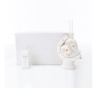 Ingrosso e Risparmio Profumatore in Porcellana Ruvida con LED Incorporato Cuore con Italia Bianco e Tortora Scatola Inclusa - bomboniere Matrimonio