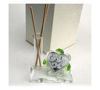 Ingrosso e Risparmio Profumatore per Ambienti con Fiore in Cristallo Verde e placchetta a Cuore Albero della Vita - bomboniere economiche