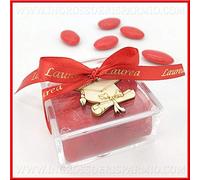 Ingrosso e Risparmio Scatola in plexiglass con Tocco in Legno e nastrino Rosso con Scritta Laurea, bomboniere, portaconfetti per Tutte Le facoltà di Laurea (Senza confezionamento)