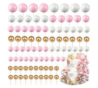 ingWing 108 pezzi Topper Foam Ball Torta, Mini Palla Cake Topper, Polistirolo per Torte, Decorazioni Torta Compleanno, per Anniversario Festa di Compleanno Baby Shower Matrimoni (Rosa)