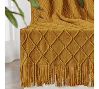inhand Coperta autunnale lavorata a maglia per divano e letto, coperta di Halloween con nappa, marrone leggera decorativa e calda coperta tessuta per donne, 127 x 152,4 cm