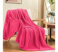 inhand Coperta in pile rosa acceso, per divano, super morbida, accogliente, coperta per adulti, leggera, pelosa, per divano, letto, ufficio, calda coperta in peluche per tutte le stagioni, 127 x 152