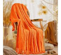 inhand Fall Throw Blanket Burnt Orange for Couch Soft Living Room Home Decor Knitted Twin Size Blanket Outdoor Lightweight Bre