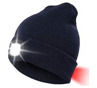 INHDBOX Berretto a LED, lavorato a maglia con luce ricaricabile USB, illuminazione e tipi di avvertimento lampeggiante 8 LED, facile installazione anteriore posteriore, berretto per fari, unisex, 2