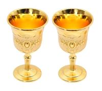 INHEMING 2pcs Bicchiere da Vino Vintage in Metallo,Bicchieri da Calice da Vino Vintage,Mini Calice Oro Per la collezione personale Decorazione della casa