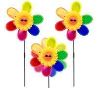 Inheming 3 Pcs Mulino a vento a forma di fiore, Mulino a vento per giardino e balcone, Repellente per Uccelli Girandol,Girandole Spaventa Uccelli, Mulino a Vento Riflettente