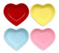 inheming 4 Pezzi ciotole in porcellana a forma di cuore, Ceramica Cuore Forma salsa Piatto,Piatto super Carino con Cuore in Ceramica,Ciotola Per Sushi In Salsa Di Soia