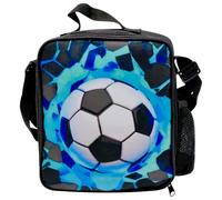 inheming Borsa termica per il pranzo a forma di pallone da calcio, per ragazzi e ragazze, borsa termica riutilizzabile con portabottiglie e tracolla regolabile