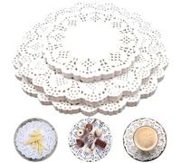 inheming Centrini di Carta in Pizzo Rotondi,300 Pezzi Merletto Carta Sottobicchieri,Tovaglietta per Centrini Decorativi per Torte Dessert Matrimoni Stoviglie, in 3 Misure