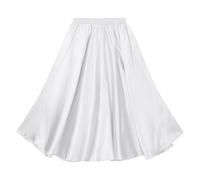 inhzoy Abito da Ballerino Flamenco per Bambini Bambina Gonna da Ballo per Corrida Spagnola Gonna Grande Swing in Tinta Unita Costume Rumba Salsa Tango Danza del Ventre Bianco 3-4 Anni