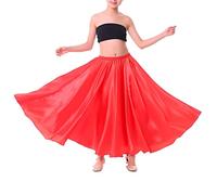 inhzoy Abito da Ballerino Flamenco per Bambini Bambina Gonna da Ballo per Corrida Spagnola Gonna Grande Swing in Tinta Unita Costume Rumba Salsa Tango Danza del Ventre Rosso 11-12 Anni
