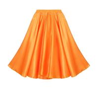 inhzoy Abito da Ballerino Flamenco per Bambini Bambina Gonna da Ballo per Corrida Spagnola Gonna Grande Swing in Tinta Unita Costume Rumba Salsa Tango Danza del Ventre Giallo 11-12 Anni
