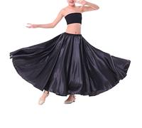 inhzoy Abito da Ballerino Flamenco per Bambini Bambina Gonna da Ballo per Corrida Spagnola Gonna Grande Swing in Tinta Unita Costume Rumba Salsa Tango Danza del Ventre Nero 11-12 Anni