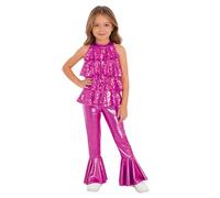 inhzoy Body da Pattinaggio Artistico Bambina con Paillettes Tuta Intera da Ginnastica Artistica con Volant Balletto Leotards Jumpsuit da Allenamento Abito da Ballo Latino Tango