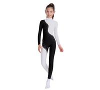 inhzoy Body da Pattinaggio Artistico Bambina Tuta Intera da Ginnastica Ritmica Manica Lunga Balletto Body Danza Classica Moderna Jumpsuit Costume da Allenamento Dancewear Bianco 5-6 anni