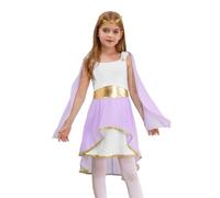 inhzoy Costume da Antica Romana Greco Bambina Vestito da Dea Greca Romana con Corona Alloro Abito da Ballo Lirico Costume Carnevale Festa di Halloween Lanvanda 15-16 anni