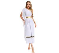 inhzoy Costume da Dea Ateniese Greca Romana Donna Vestito Dio Greco Romano Monospalla Costume della Regina Egiziana Costumi Cosplay Carnevale Halloween Natale Bianco M
