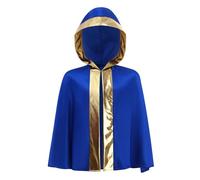inhzoy Costume da Pugile per Bambino e Ragazzo Mantello da Boxe Muay Thai MMA Kickboxing con Cappuccio Accappatoio da Combattimento Martial Arts Oro blu 7-8 anni