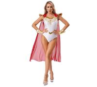 inhzoy Costume Dio Greco Romano Donna Abito da Antica Romana Imperatore Bodysuit da Dea Greca dell’Olimpo Costume Cosplay Carnevale Halloween Rosso XL