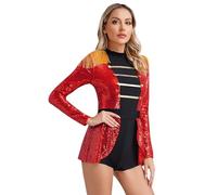 inhzoy Costume Domatrice Presentatrice del Circo Donna Tutu Vestito Domatrice Circo Maniche Lunghe Ringmaster Costume per Festa di Halloween Carnevale Abiti Travestimenti Rosso B 3XL