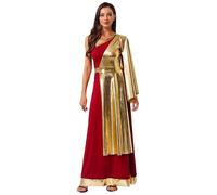 inhzoy Costume Imperatrice Romana Donna Abito Dio Greco Romano Monospalla Vestito Danza Lirica Contemporanea Toga per Romani e Greci Costume Carnevale Halloween Natale Borgogna L