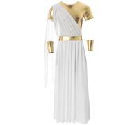 inhzoy Costume Zeus Uomo Costume da Toga Dio Greco Romano Costume Carnevale Halloween Gladiator Costume da Imperatore Romano Vestito Vestaglia Gioco di Ruolo Travestimento Bianco XL