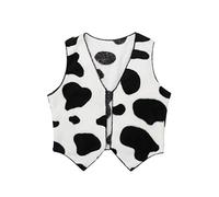 inhzoy Gilet per Bambini Ragazze Unisex Cowboy Cowgirl Panciotto Waistcoat Giacca Aperta Morbida in Flanella Stampa Mucca Slim Fit Casual Veste Maglione Senza Maniche Nero&Bianco 15-16 Anni