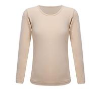 inhzoy Intimo Termico per Bambina Maglietta Maniche Lunghe Tinta Unita Thermal T-Shirt Camicia Top Sportivo da Danza Classica Ginnastica Abbigliamento Casual Maglia Termiche Nudo B 10-12 Anni