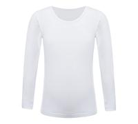 inhzoy Intimo Termico per Bambina Maglietta Maniche Lunghe Tinta Unita Thermal T-Shirt Camicia Top Sportivo da Danza Classica Ginnastica Abbigliamento Casual Maglia Termiche Bianco B 10-12 Anni