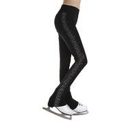 inhzoy Pantaloni da Pattinaggio su Ghiaccio Bambina Strass Leggings Sportivi da Pattinaggio Artistico Pantaloni da Allenamento Ginnastica Ballo Collant Calzamaglie Aderenti Nero A 5-6 Anni