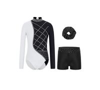 inhzoy Ragazze Ginnastica Leotards con Pantaloncini e Fascia per Capelli Body Danza Classica Ginnastica Artistica Manica Lunga Costume da Ballo Performance Bianco 11-12 anni