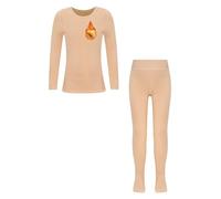 inhzoy Set Intimo Termico Bambino Ragazzo Biancheria Intima Termica Invernale Tuta da Ginnastica Danza Classica Balletto Maglietta Manica Lunga Maglia e Calzamaglia Leggings A Nudo 7-10 Anni