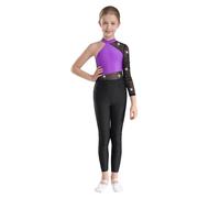 inhzoy Tuta Intera da Ginnastica Artistica Bambina Monospalla Balletto Body Danza Classica Ginnastica Artistica Body da Pattinaggio Artistico con Strass Jumpsuit Performance Viola 5-6 anni